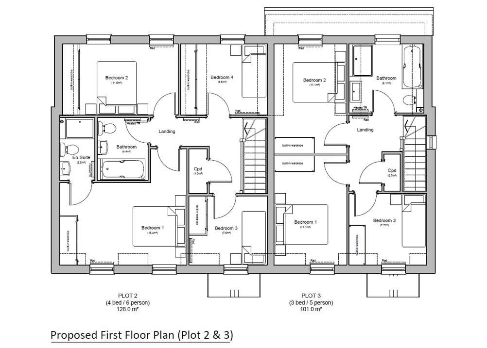 The Old School field, Dunkirk first floor plan, plots 2 & 3, by Woodchurch Property