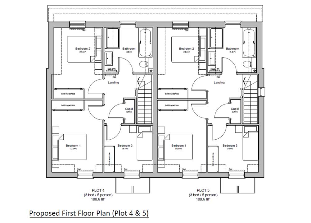 The Old School field, Dunkirk first floor plan, plots 4 & 5, by Woodchurch Property