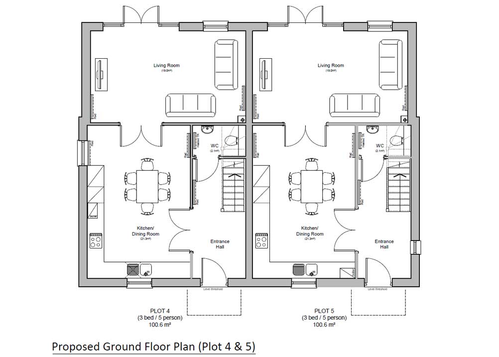 The Old School field, Dunkirk ground floor plan, plots 4 & 5, by Woodchurch Property